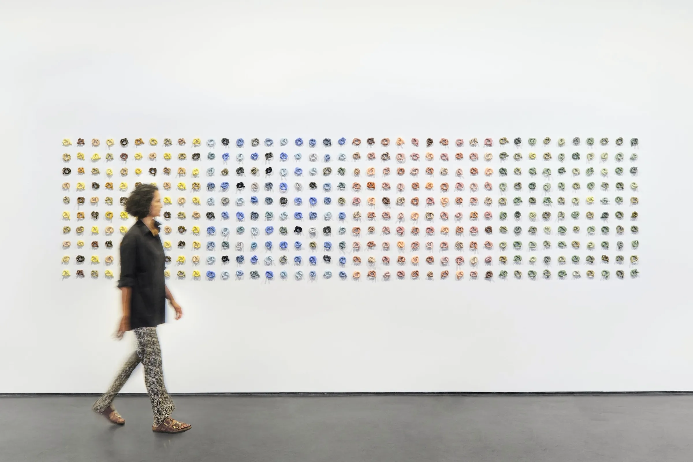 Not Wall No. 3 (2025) multi object ceramic and glaze, 480 x 120cm — Colour Working / Working Colour