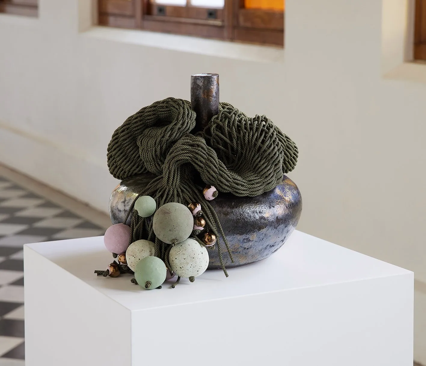 Verdant ft. Stone and Water (Ceramic, glaze, rope) — Verdant