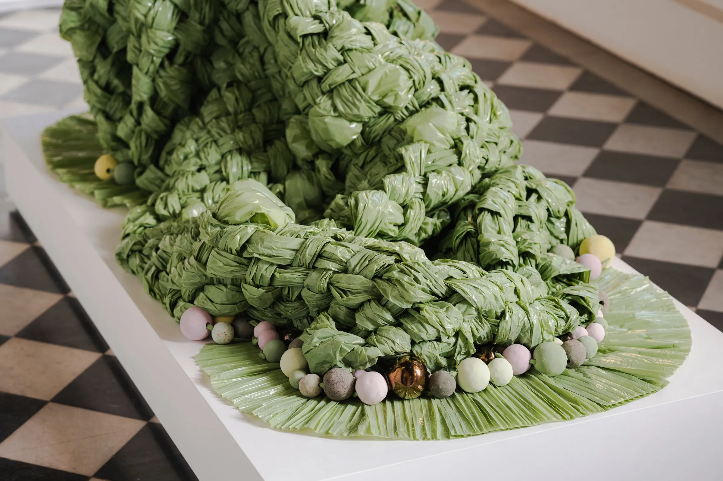 Verdant ft. Hill (detail) (silage wrap, ceramic, glaze) — Verdant